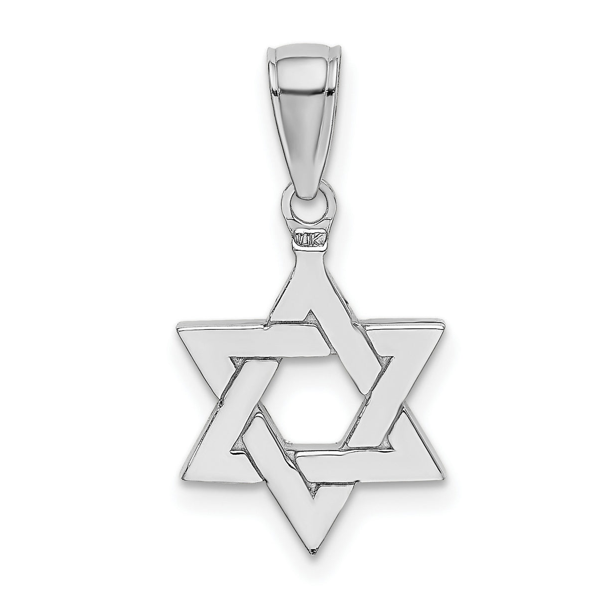 14k White Gold Star of David Pendant, Jewish Symbol Religious Charm for Women or Unisex