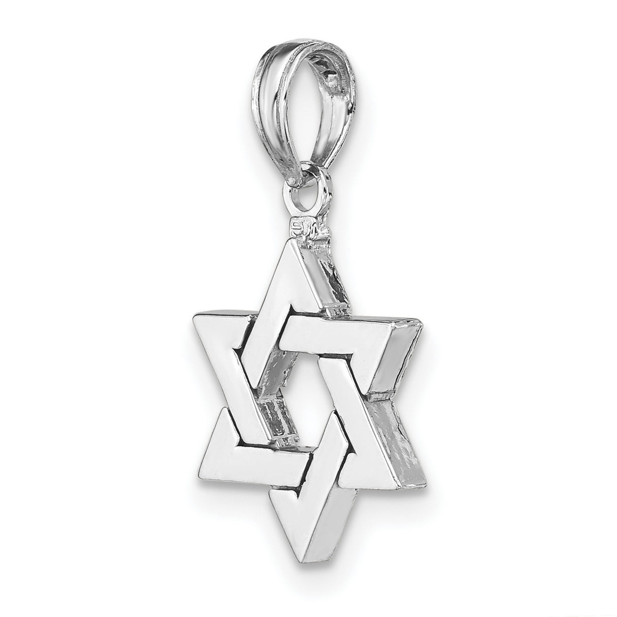 14k White Gold Star of David Pendant, Jewish Symbol Religious Charm for Women or Unisex