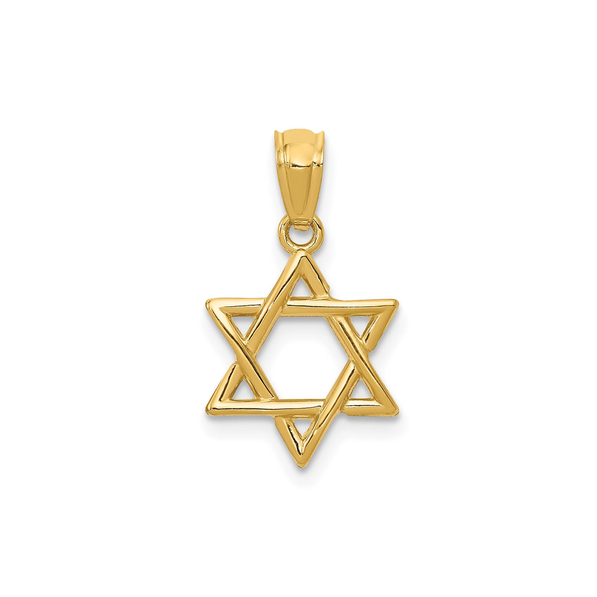 14k Yellow Gold Star of David Pendant with Openwork Design, Jewish Faith Symbol