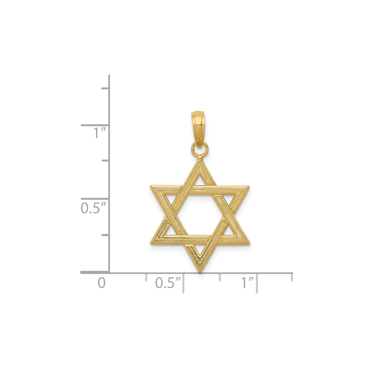 14k Yellow Gold Star of David Pendant, Textured Double Triangle Jewish Symbol Charm