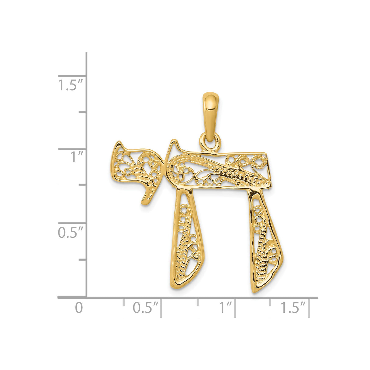 14k Yellow Gold Chai Pendant, Hebrew Symbol of Life and Faith, Judaica Religious Jewelry