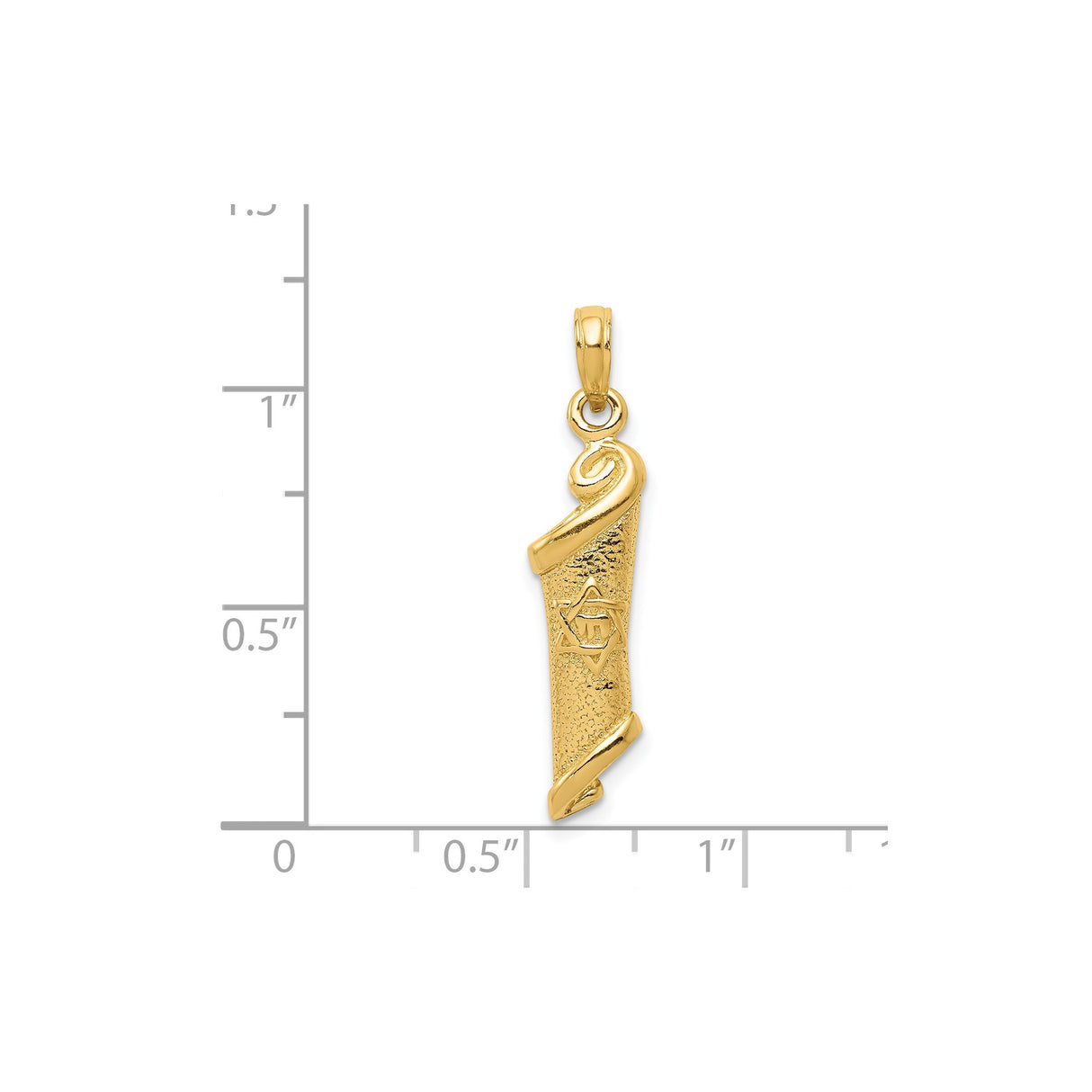 14k Yellow Gold Mezuzah Pendant with Star of David and Hebrew Shin, Judaica Scroll Charm