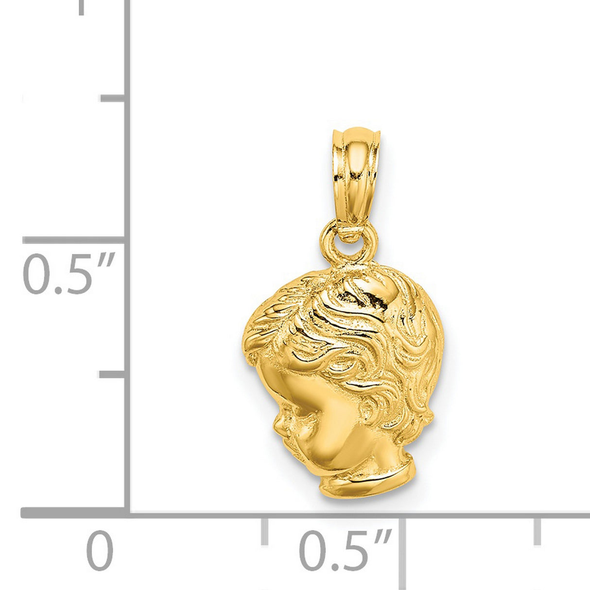 14k Yellow Gold Boy Profile Pendant, Memorial Head Charm in Silhouette Design for Women or Unisex Wear