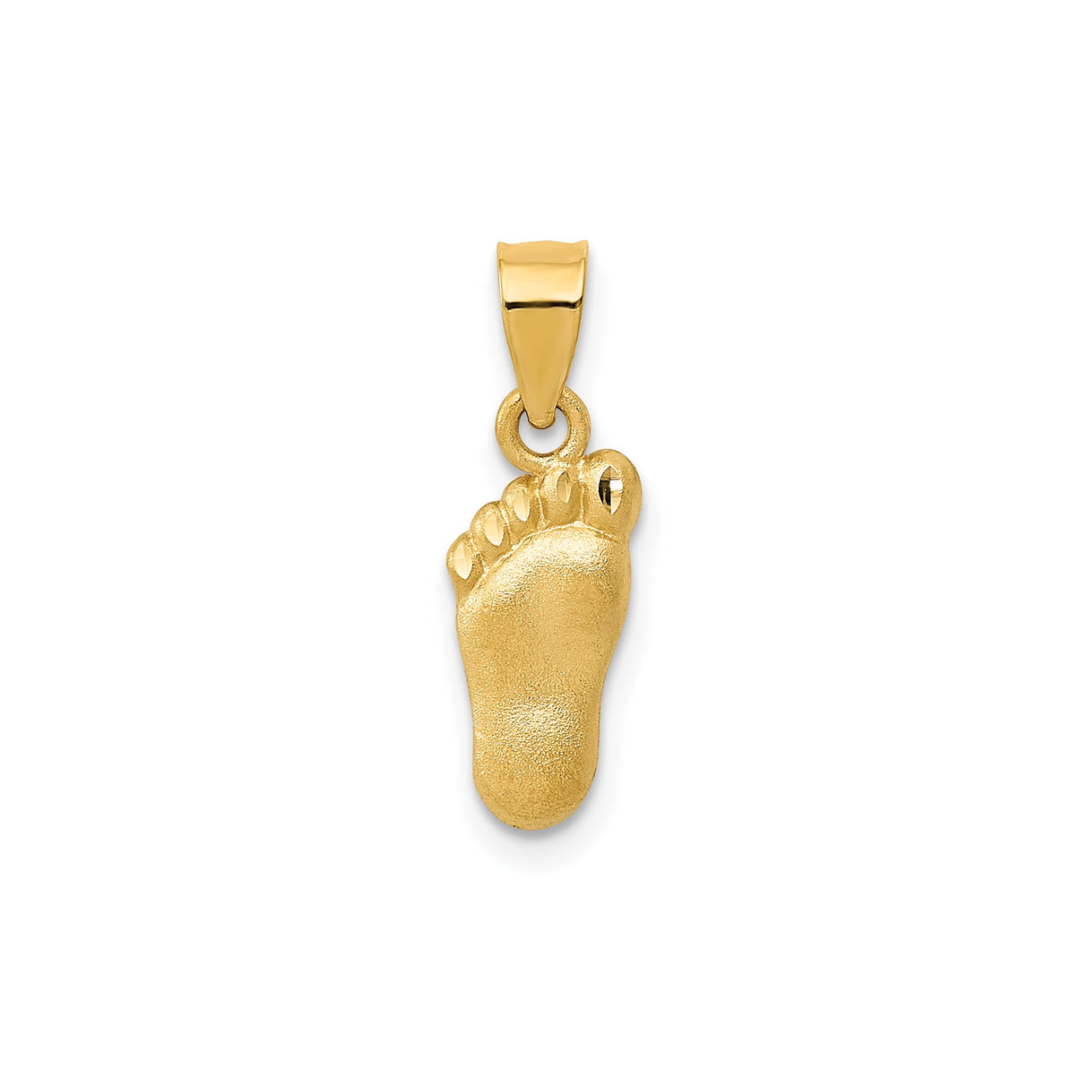 14k Yellow Gold Footprint Pendant, Polished Baby Foot Charm, Motherhood Keepsake Jewelry