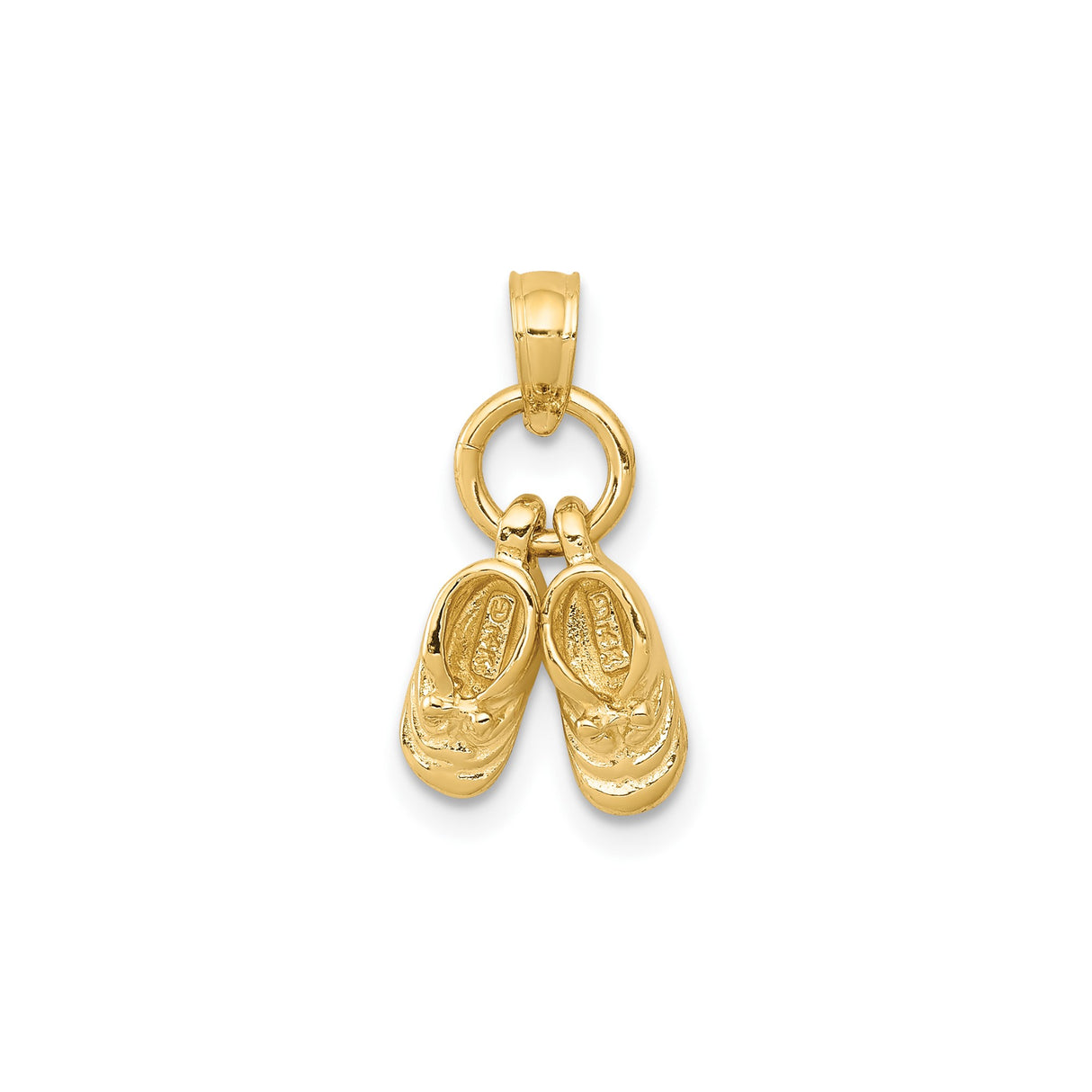 14k Yellow Gold Pendant Charm with Double Baby Shoe Design, Motherhood Keepsake Jewelry for Women
