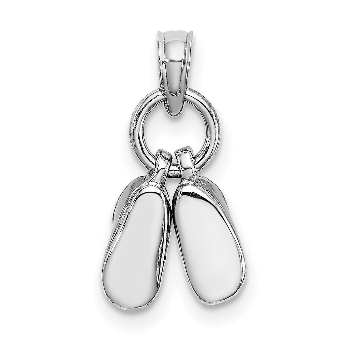 14k White Gold Pendant with 3D Baby Shoes, Symbolic Motherhood Charm for Women