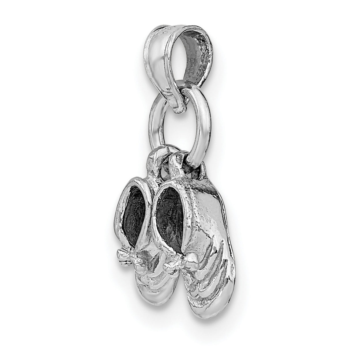 14k White Gold Pendant with 3D Baby Shoes, Symbolic Motherhood Charm for Women