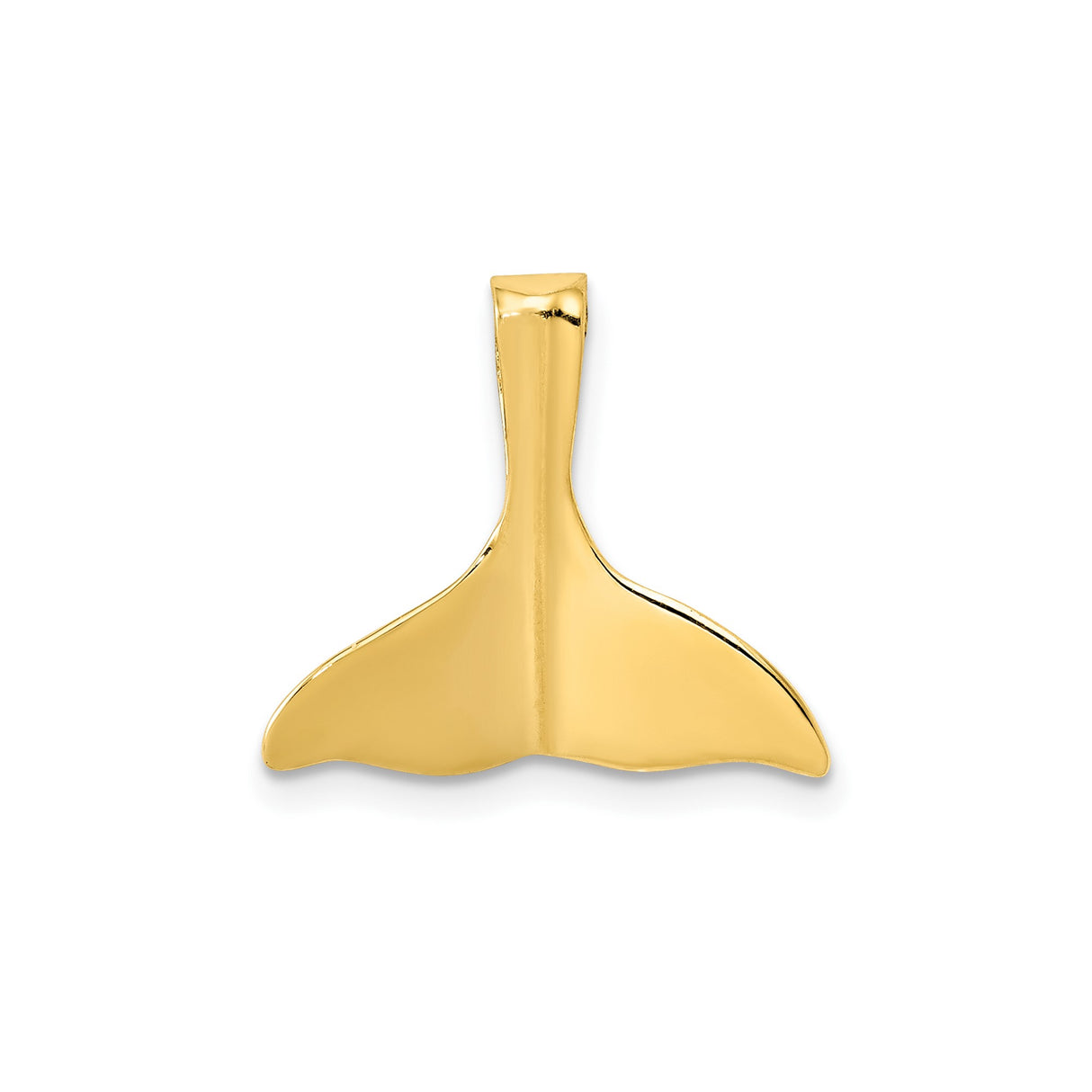 14k Yellow Gold Whale Tail Pendant, Polished Ocean-Inspired Nautical Charm for Unisex Beach Style