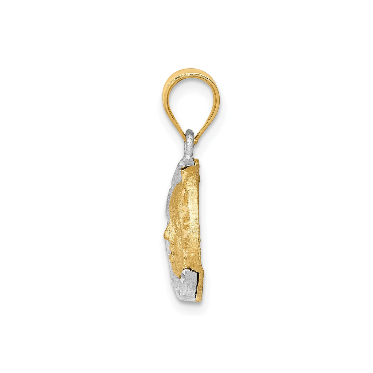 14k Two-Tone Gold Sun Moon Pendant with Stars, Celestial and Zodiac Theme