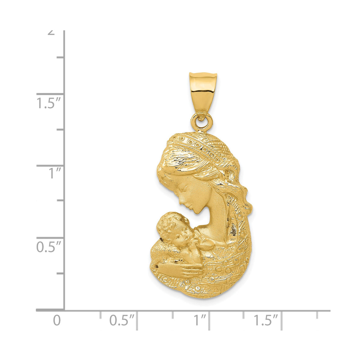 14k Yellow Gold Virgin Mary with Baby Jesus Pendant, Catholic Medallion for Women