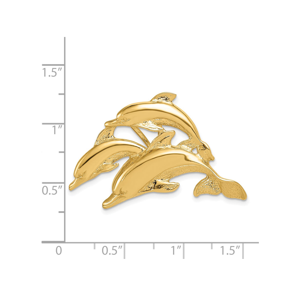 14k Yellow Gold Dolphin Pendant with Three Leaping Dolphins, Ocean Life Charm