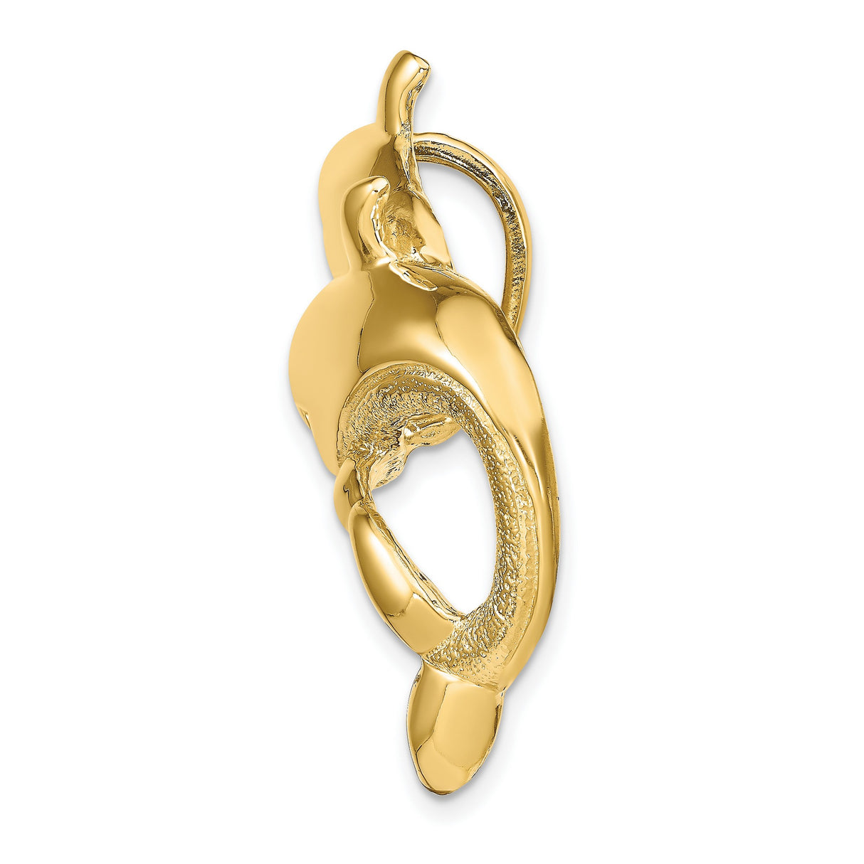 14k Yellow Gold Dolphin Pendant with Double Leaping Dolphin Design, Ocean-Inspired Jewelry