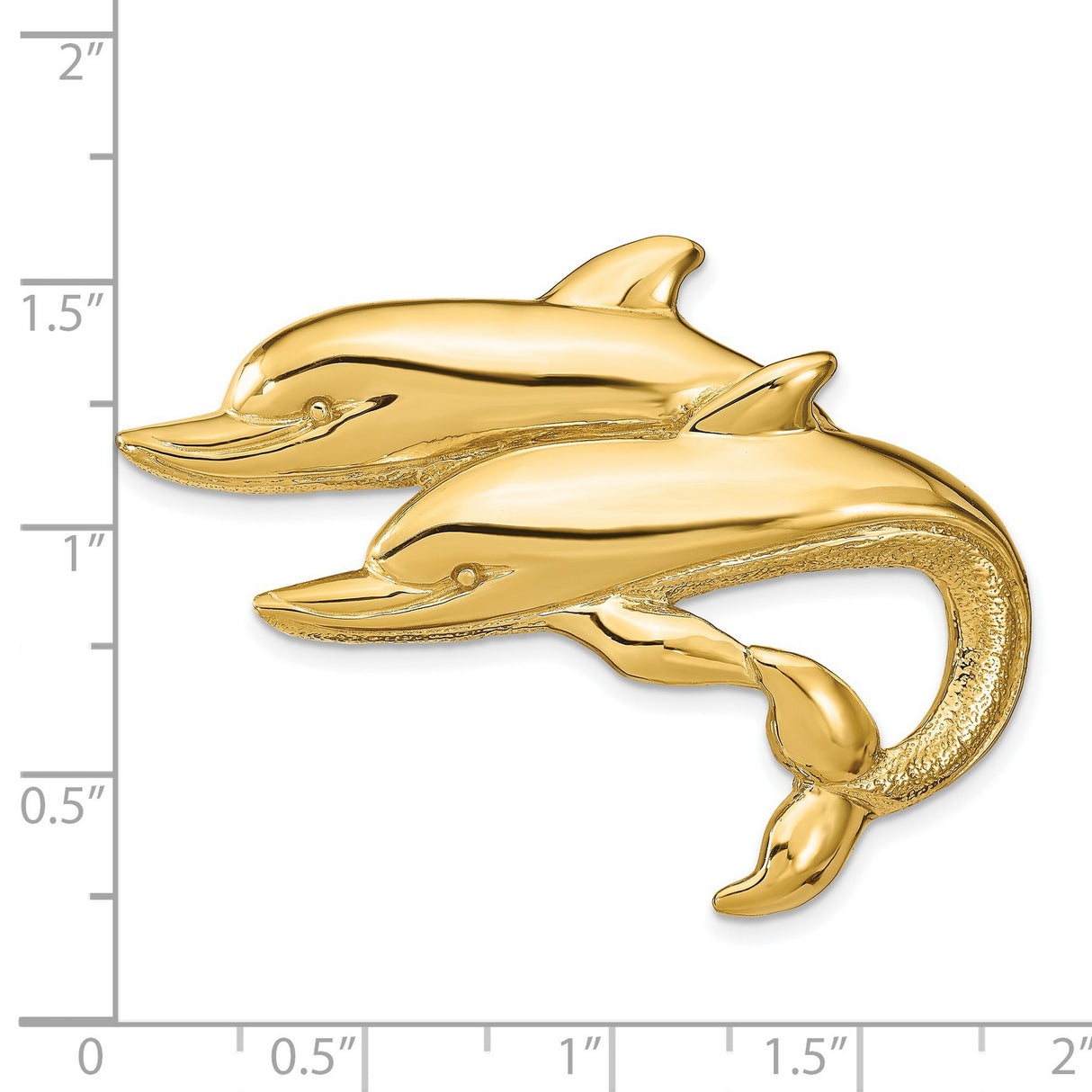 14k Yellow Gold Dolphin Pendant with Double Leaping Dolphin Design, Ocean-Inspired Jewelry