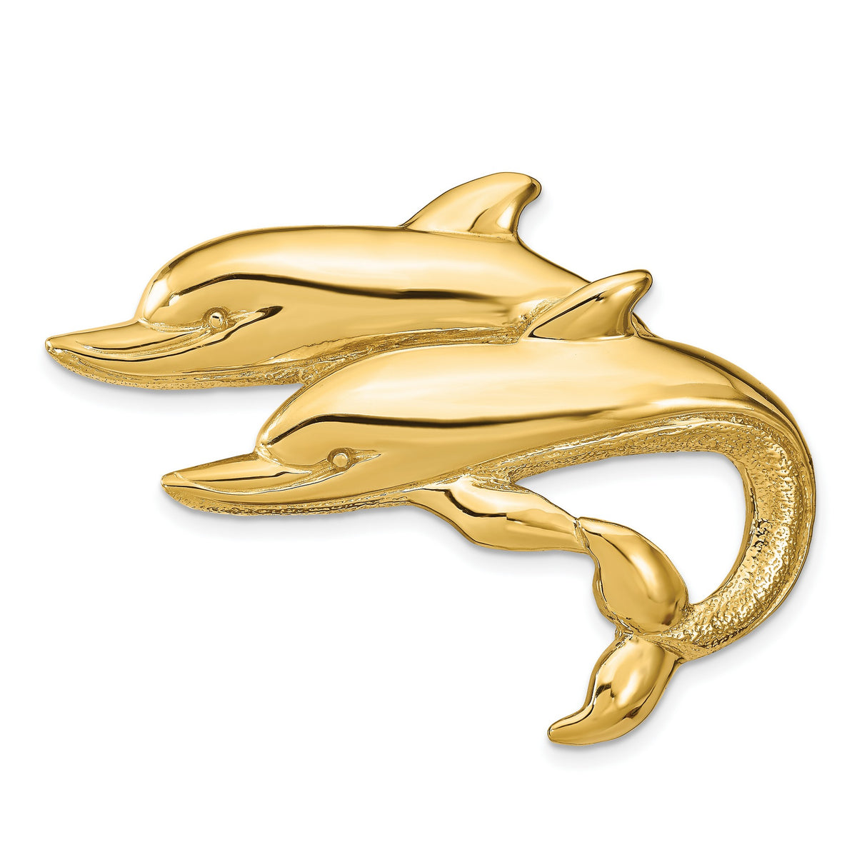 14k Yellow Gold Dolphin Pendant with Double Leaping Dolphin Design, Ocean-Inspired Jewelry