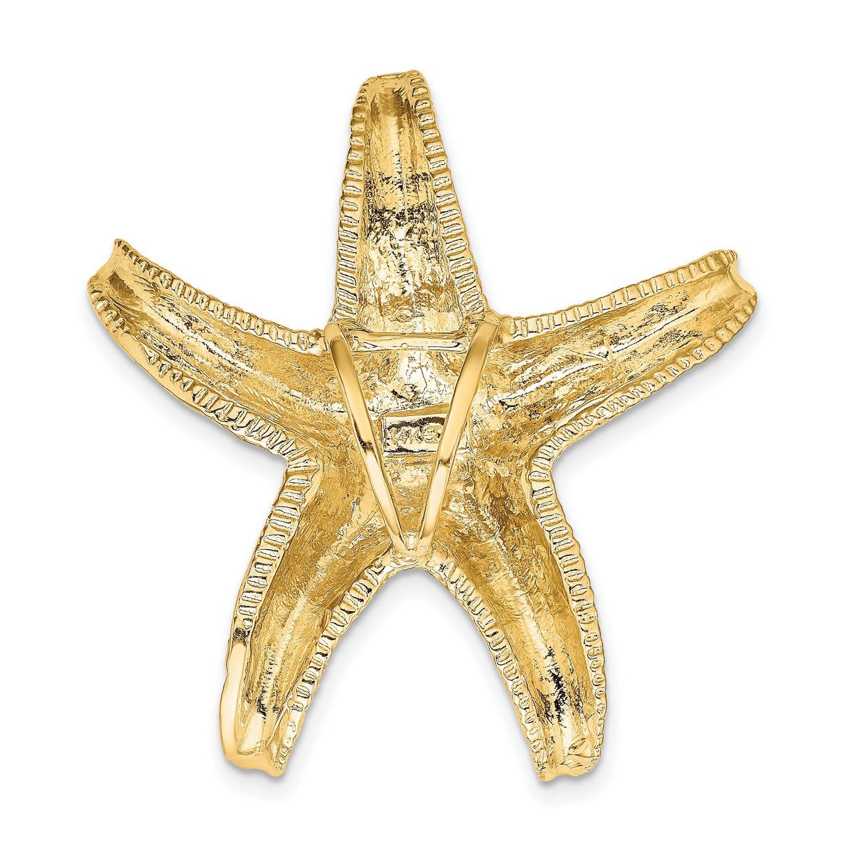14k Yellow Gold Starfish Pendant, Textured Nautical Marine Life Charm for Women or Unisex Wear