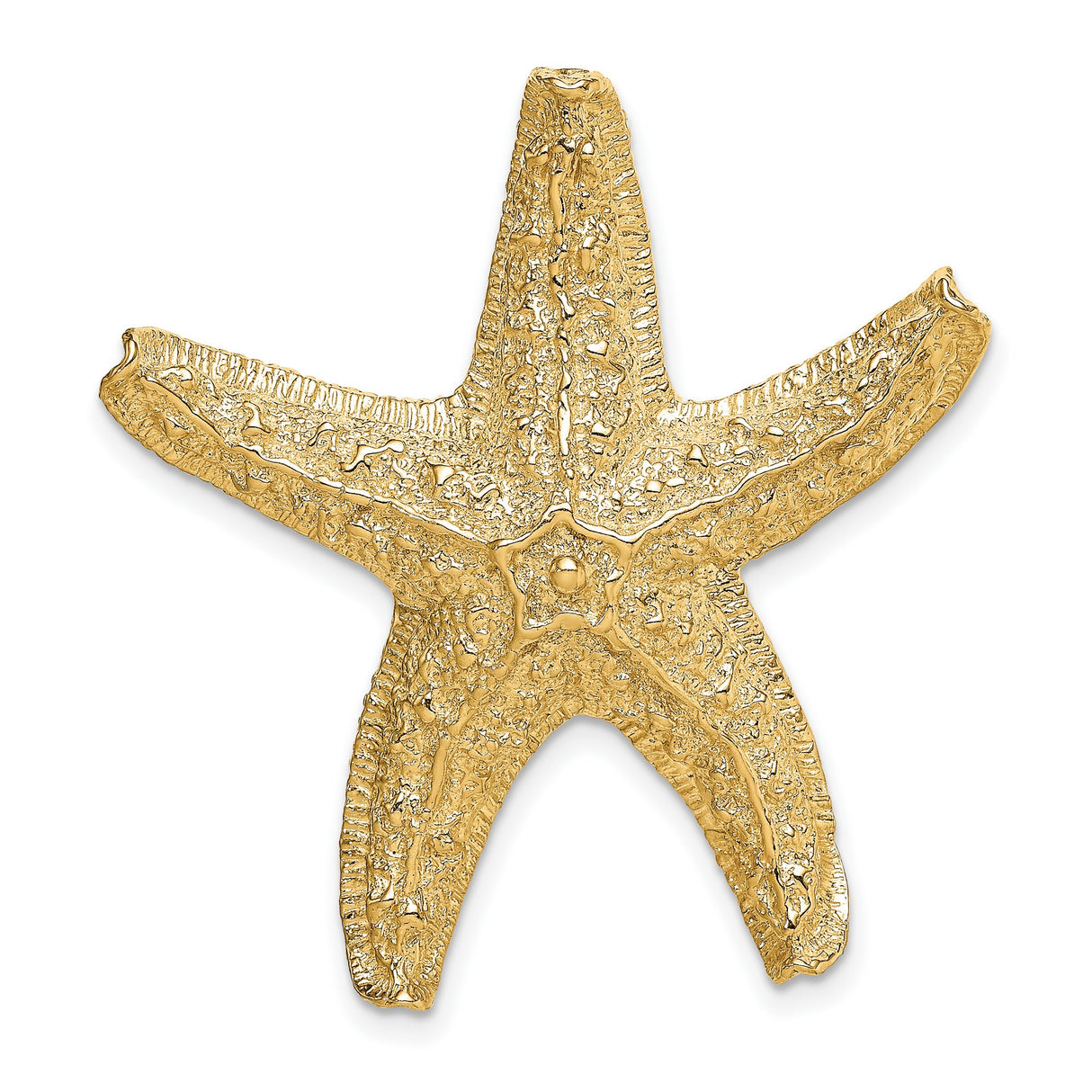 14k Yellow Gold Starfish Pendant, Textured Nautical Marine Life Charm for Women or Unisex Wear