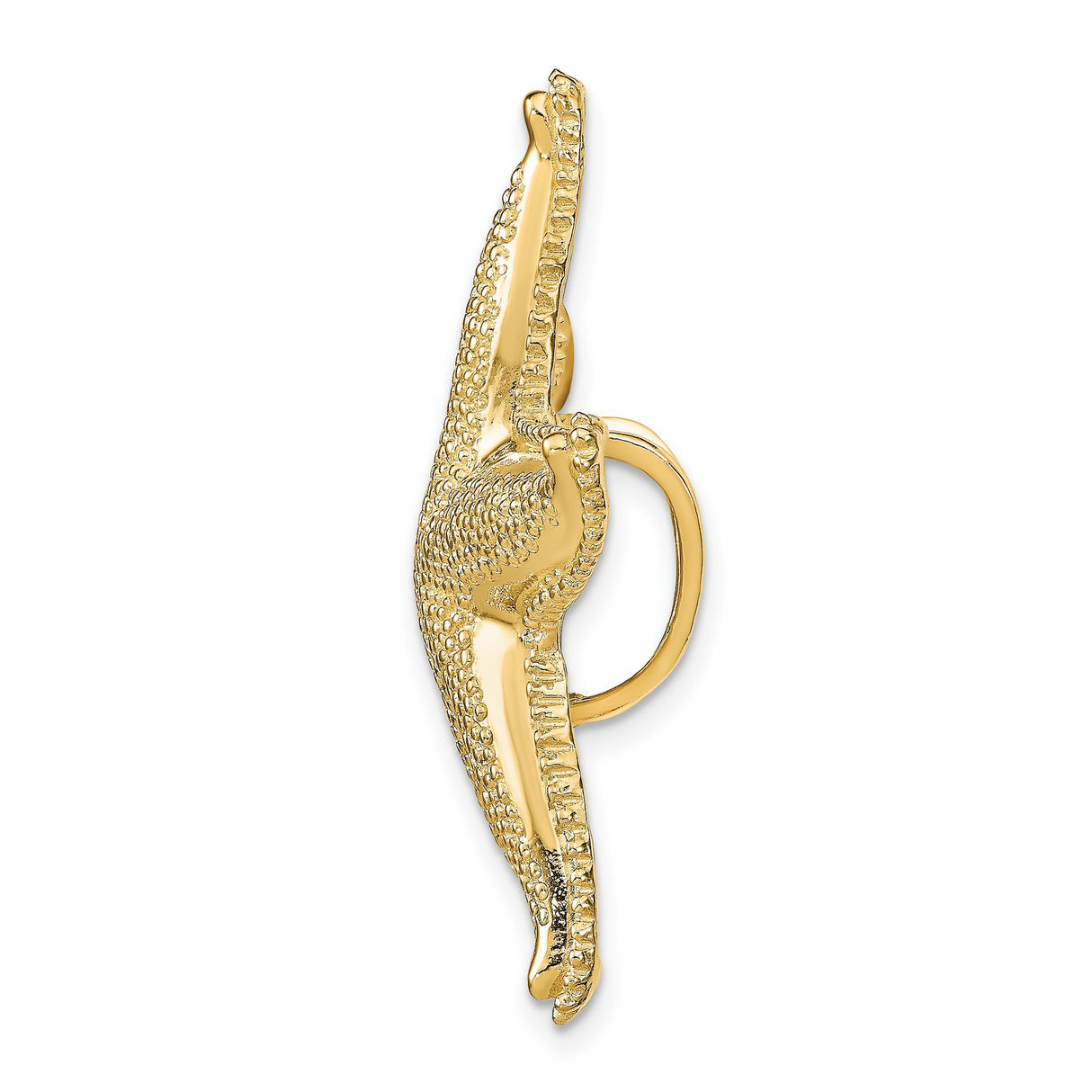 14k Yellow Gold Starfish Pendant with Textured Finish and Beaded Edges, Nautical Theme