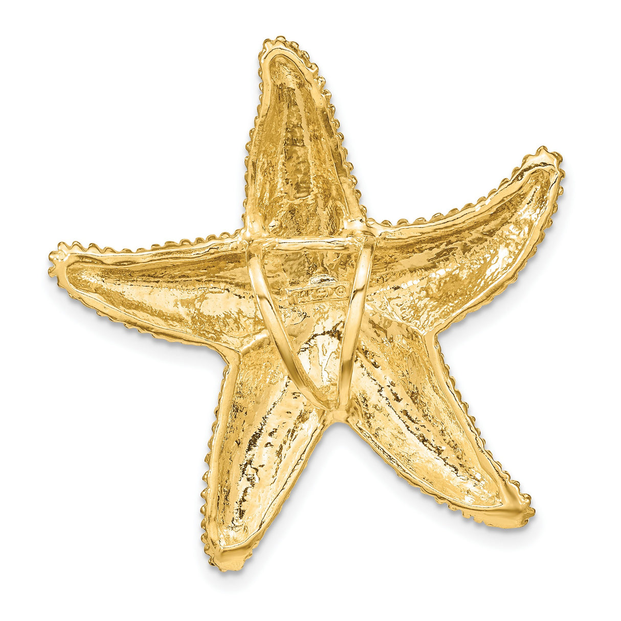 14k Yellow Gold Starfish Pendant with Textured Finish and Beaded Edges, Nautical Theme