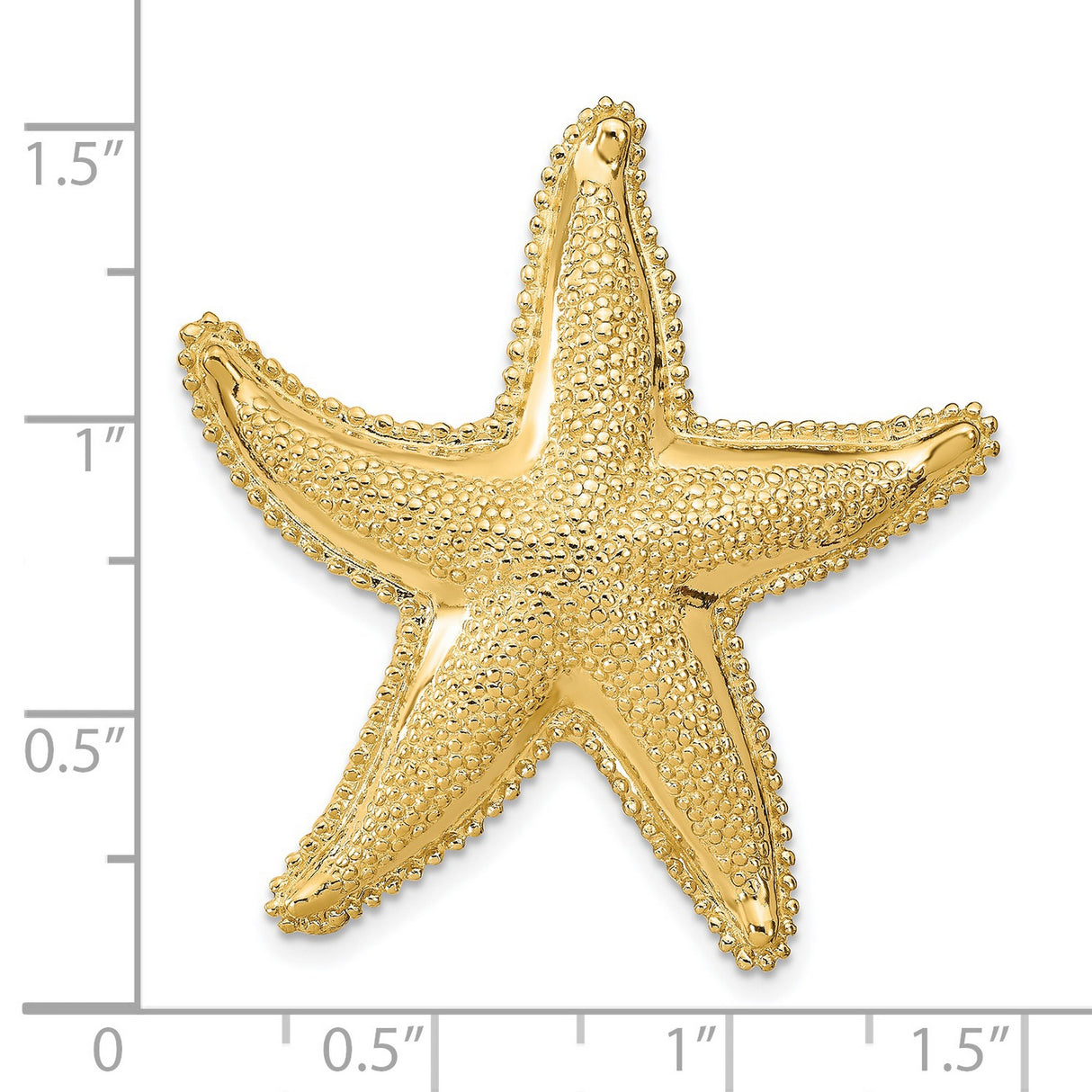14k Yellow Gold Starfish Pendant with Textured Finish and Beaded Edges, Nautical Theme