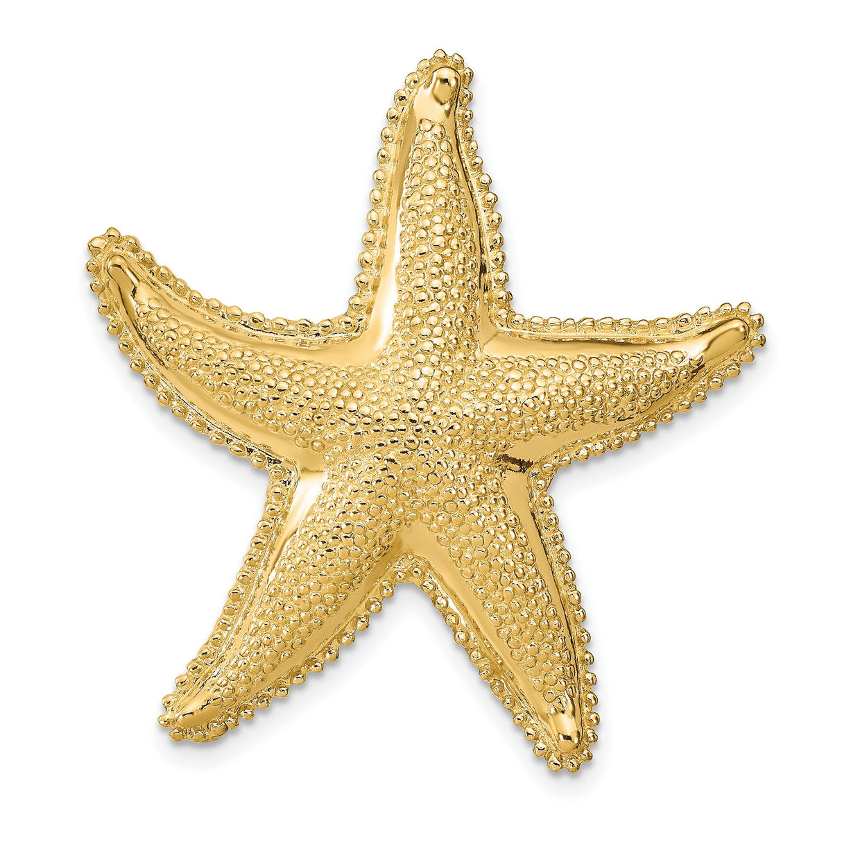 14k Yellow Gold Starfish Pendant with Textured Finish and Beaded Edges, Nautical Theme