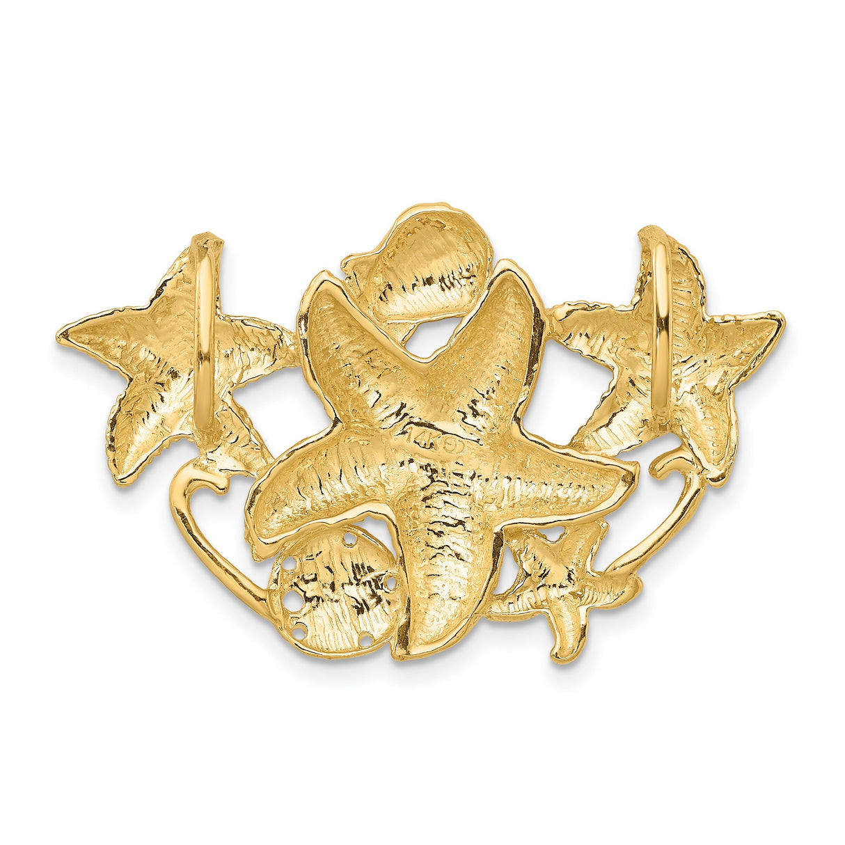 14k Yellow Gold Brooch with Starfish, Sand Dollar, and Seashell Ocean Motif