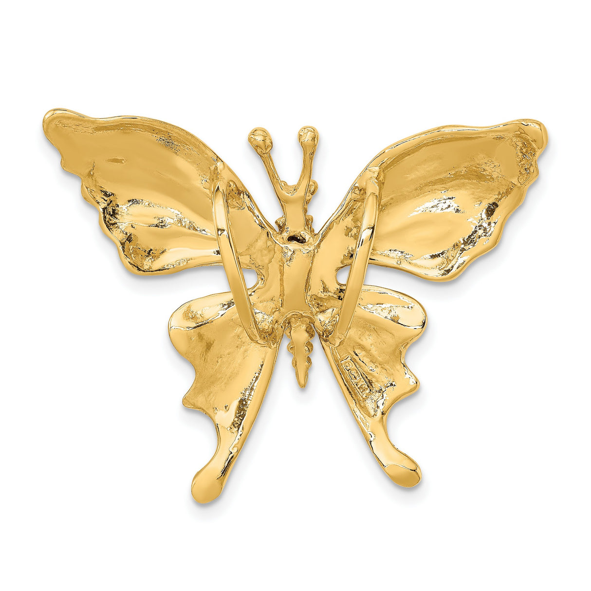 14k Yellow Gold Butterfly Pendant with Textured Wings, Nature-Inspired Charm for Women