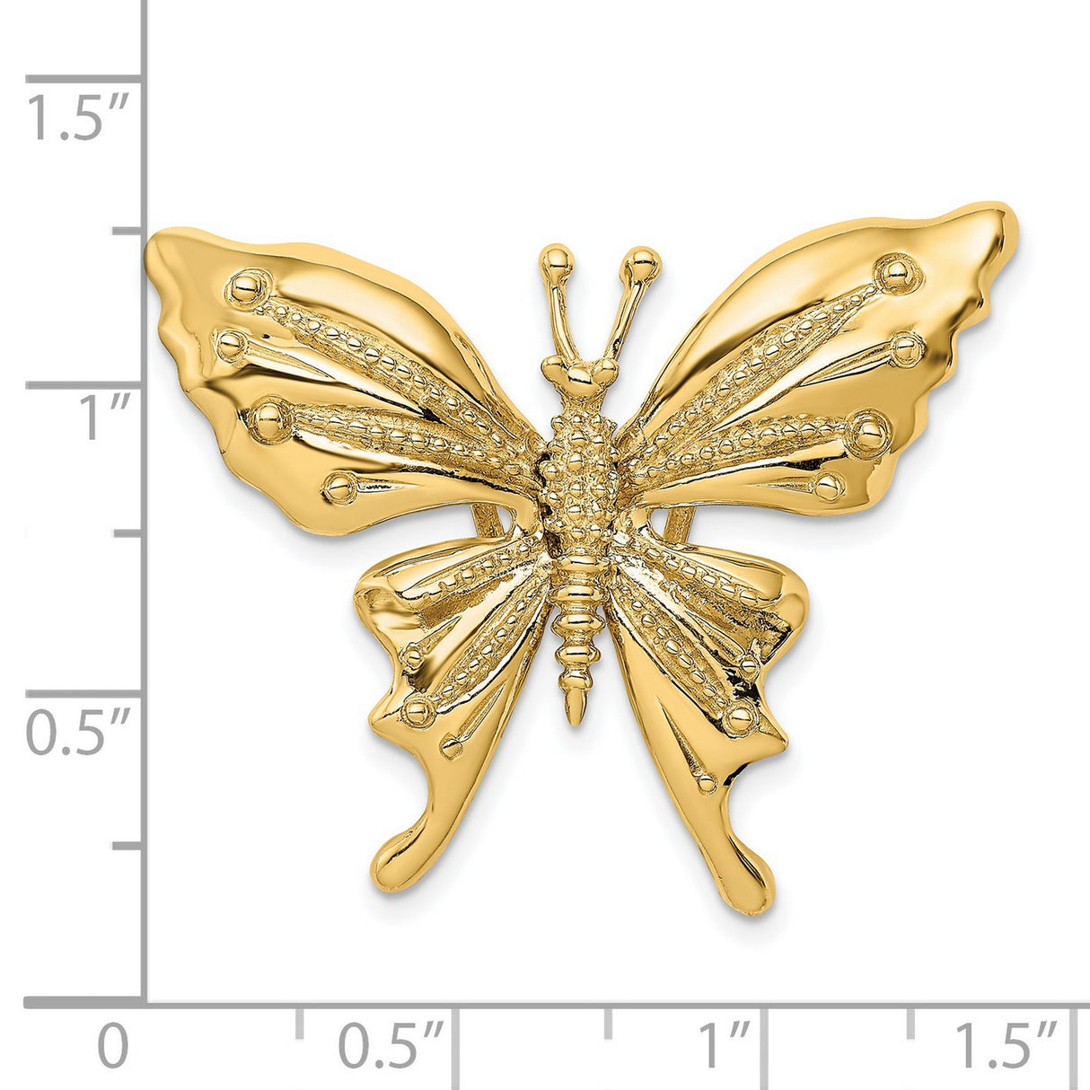14k Yellow Gold Butterfly Pendant with Textured Wings, Nature-Inspired Charm for Women