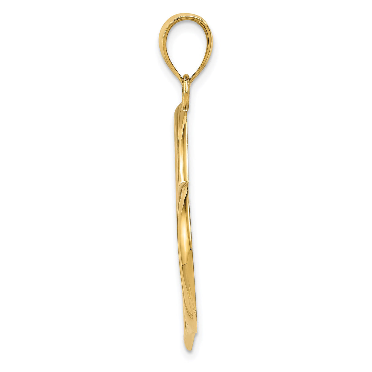 14k Yellow Gold Open Heart Pendant, Asymmetrical Polished Heart Charm for Women