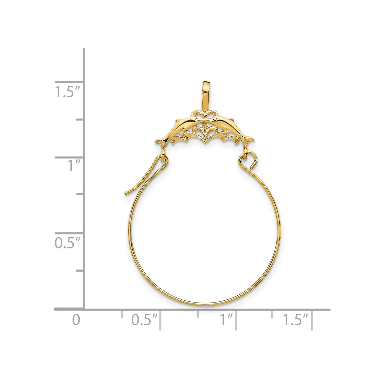 14k Yellow Gold Dolphin Hoop Earrings with Two Dolphins Forming Arch, Nautical Sea Life Theme