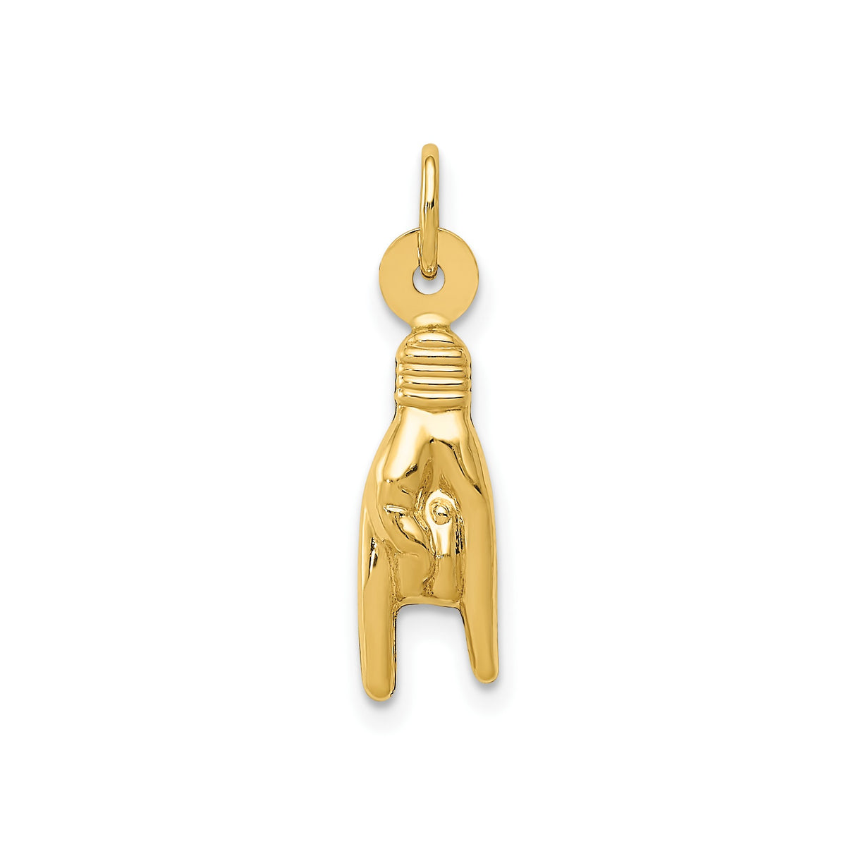 14k Yellow Gold Mano Cornuto Pendant, Italian Evil Eye Protection Amulet Charm