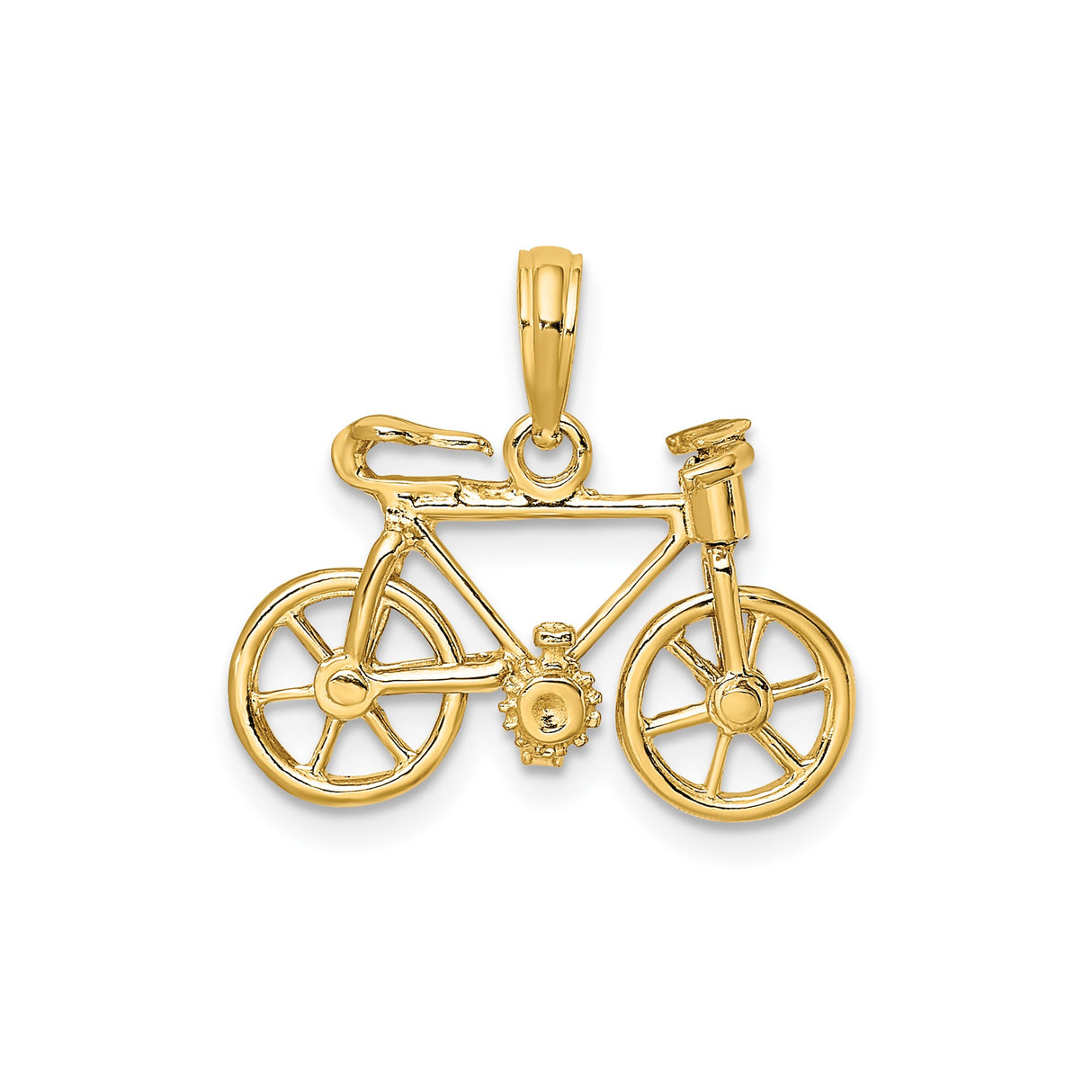 14k Yellow Gold Bicycle Pendant with Detailed Road Bike Design for Women or Unisex