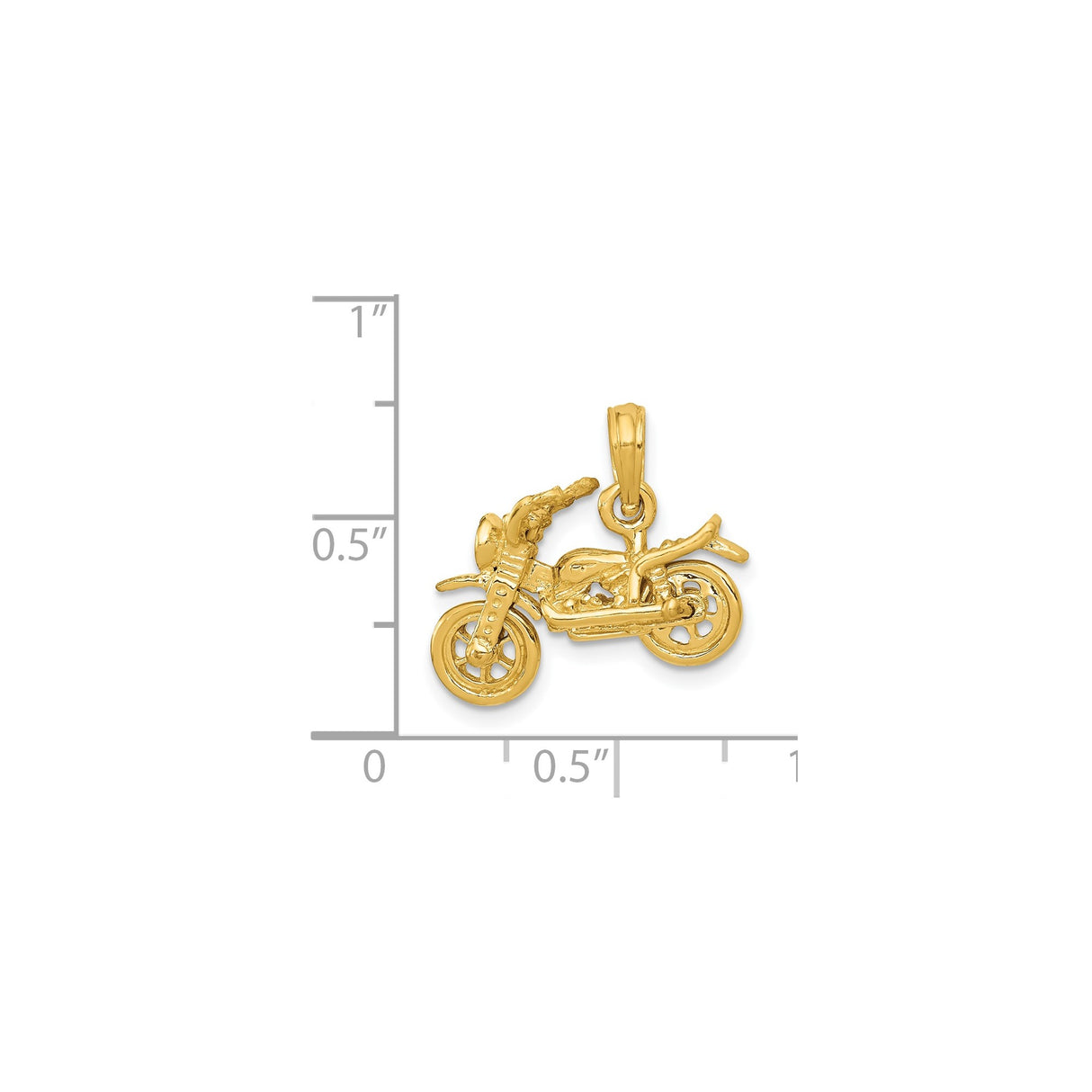 14k Yellow Gold Motorcycle Pendant, Detailed 3D Bike Charm, Biker Jewelry for Men or Unisex