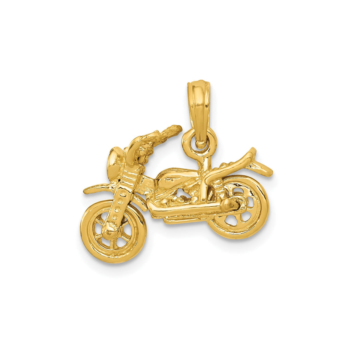 14k Yellow Gold Motorcycle Pendant, Detailed 3D Bike Charm, Biker Jewelry for Men or Unisex