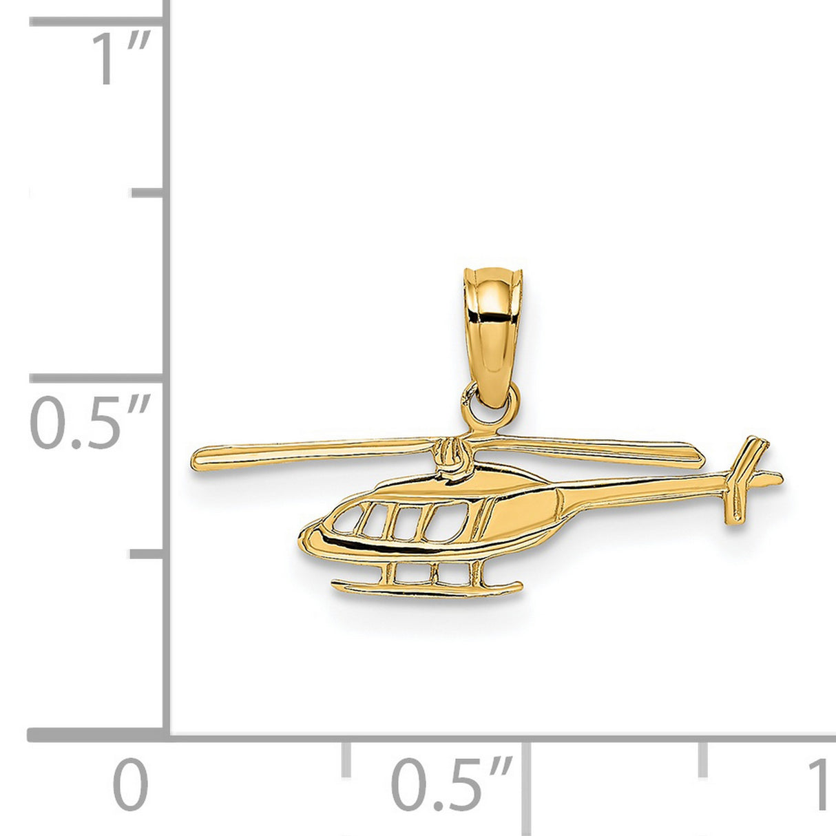 14k Yellow Gold Helicopter Pendant with Open Design, Aviation Charm for Men or Women