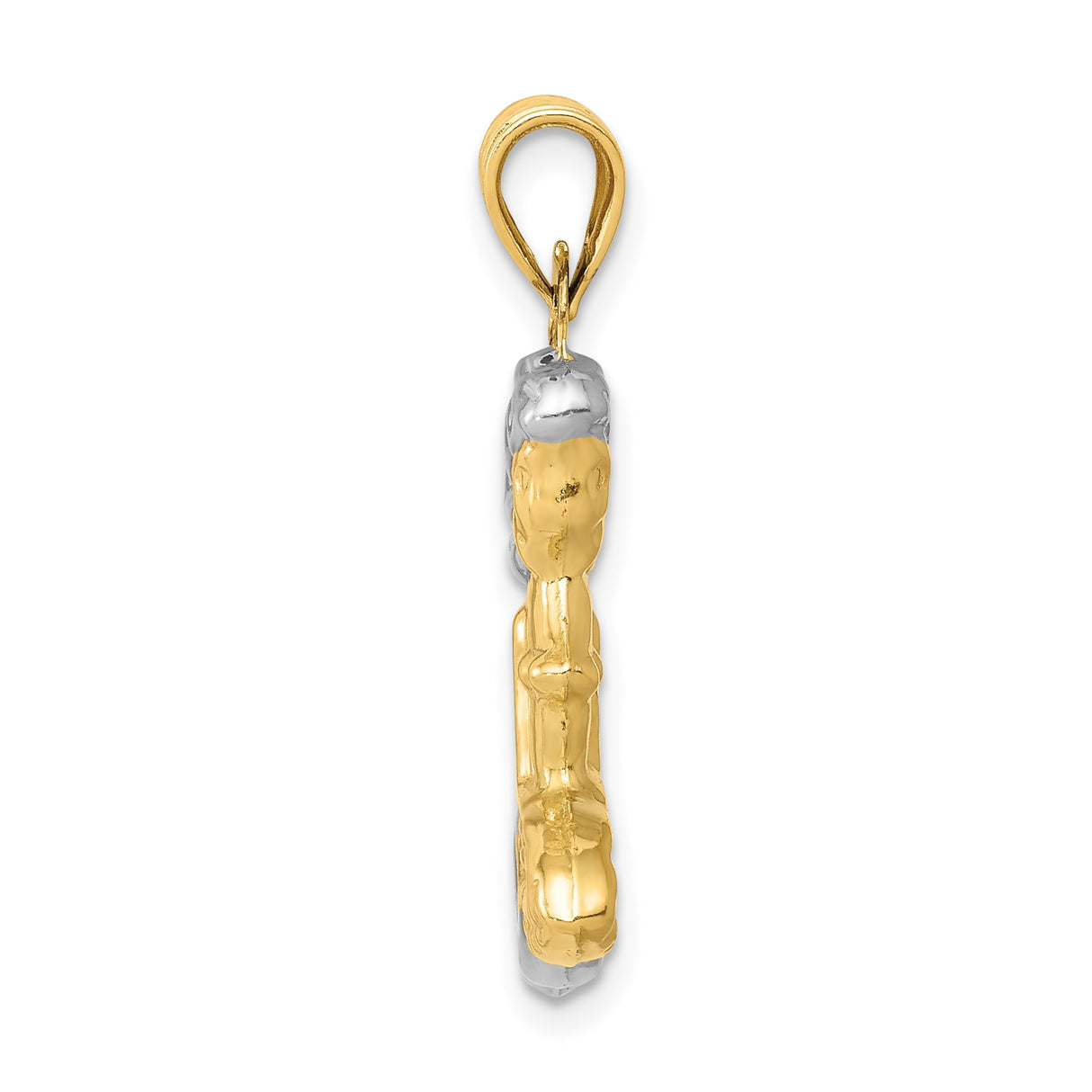 14k Multi-Tone Gold Mermaid Pendant with Rhodium Accents, Ocean Fantasy Theme