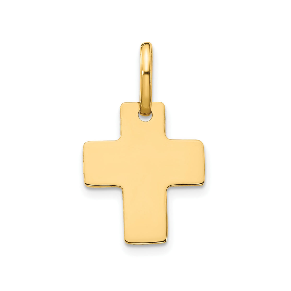 14k Yellow Gold Cross Pendant Charm, Polished Finish, Classic Latin Faith Symbol, Unisex Design