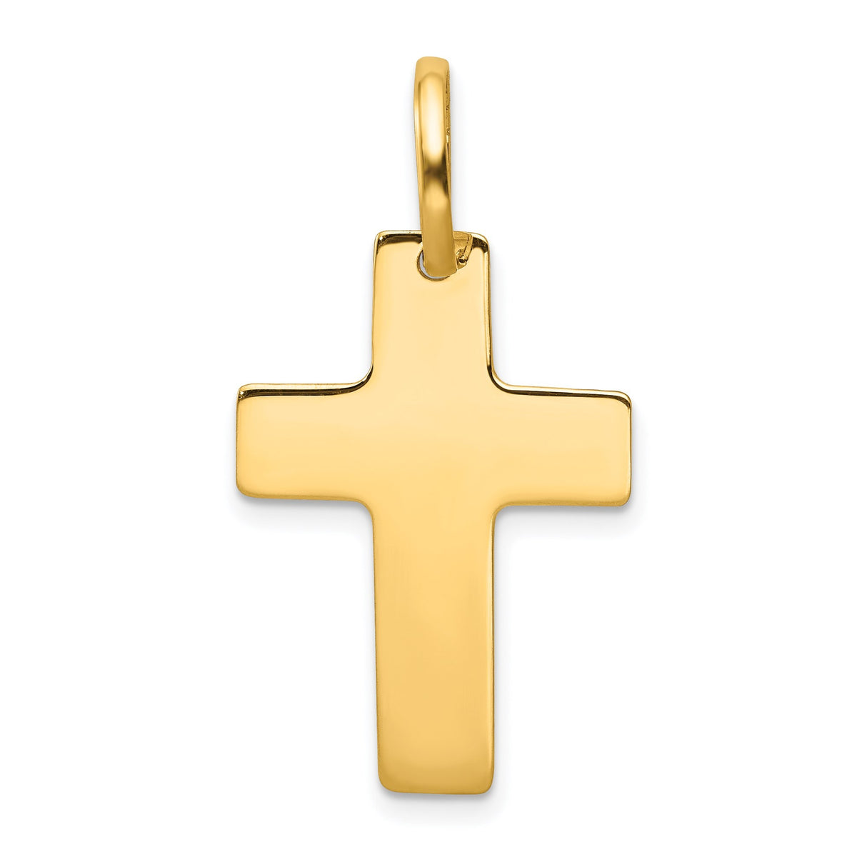 14k Yellow Gold Latin Cross Pendant, Sleek Modern Religious Jewelry for Men and Women