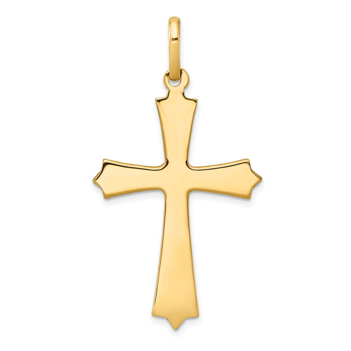 14k Yellow Gold Patonce Cross Pendant with Beveled Edge Symbolizing Faith