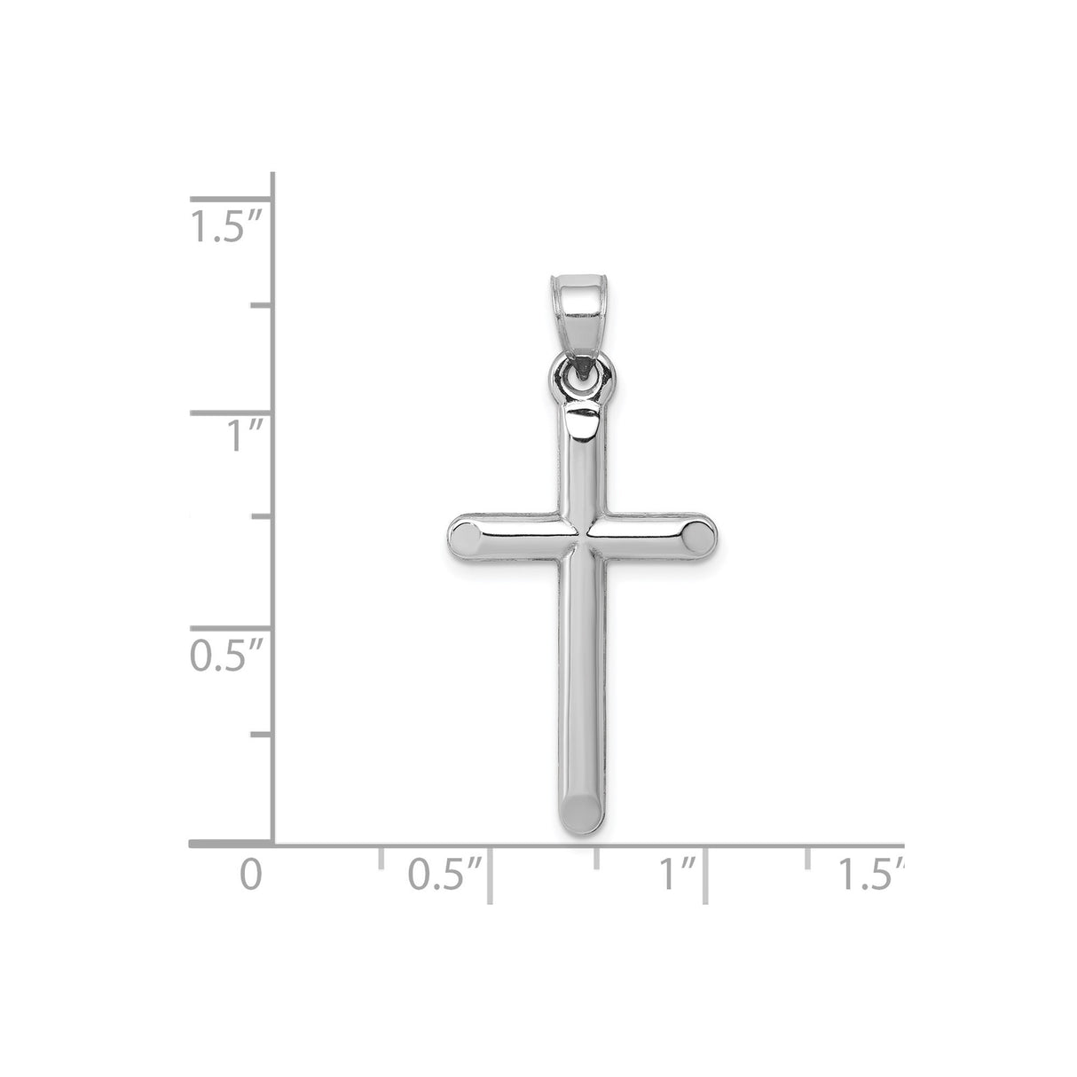 14k White Gold Cross Pendant, Hollow 3D Latin Design with Angled Tips