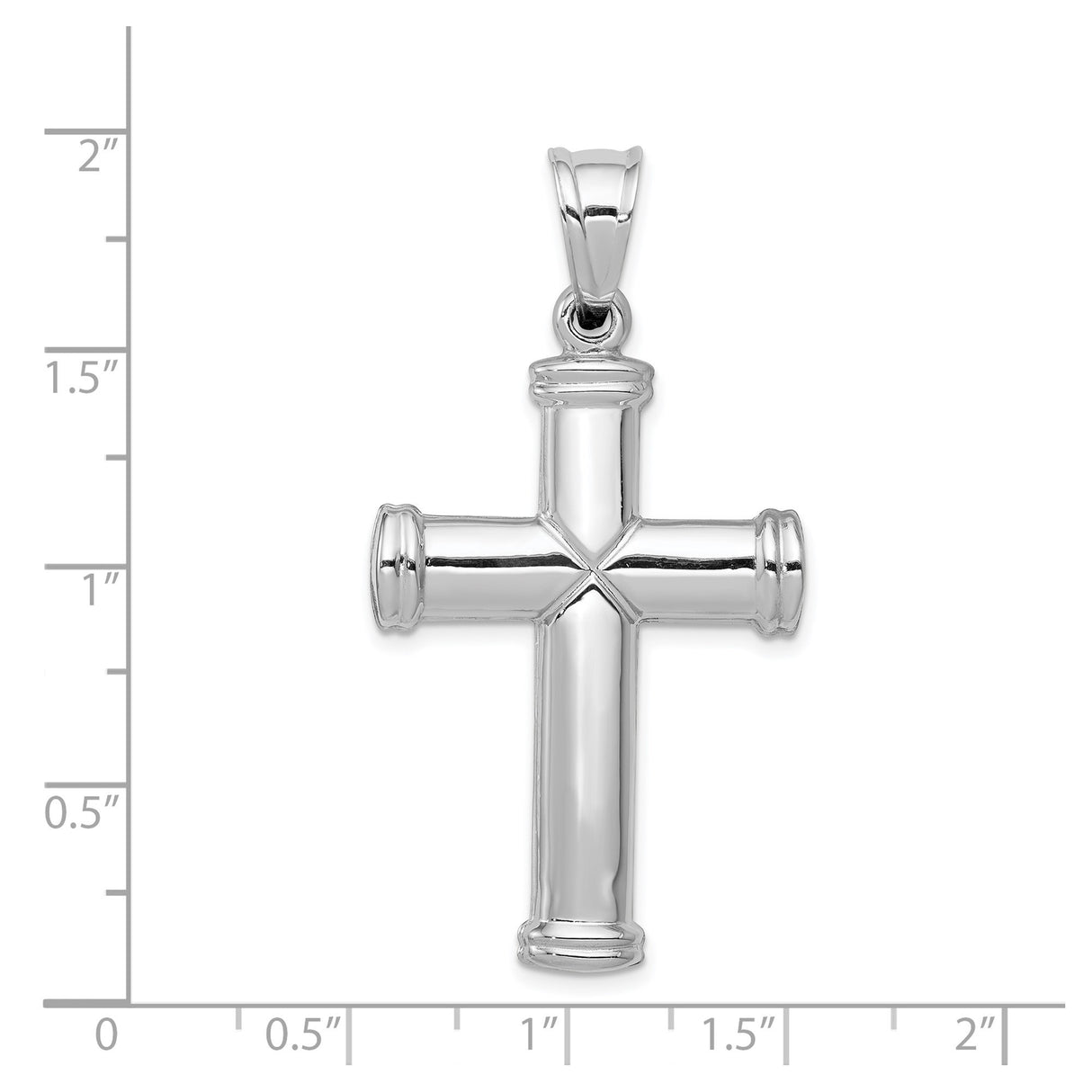 14k White Gold Cross Pendant, Reversible Latin Cross with Polished Finish, Minimalist Faith Design