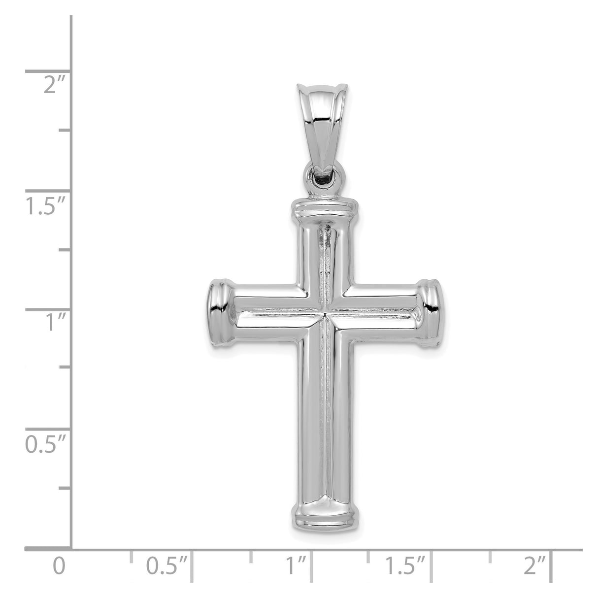 14k White Gold Cross Pendant with Flared Arms and Capped Ends Minimalist Religious Design