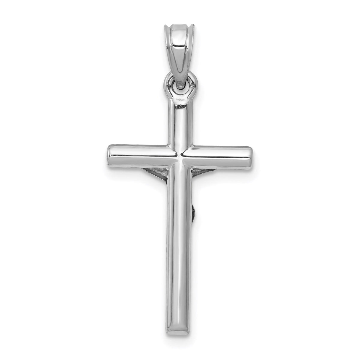 14k White Gold Crucifix Pendant, Latin Cross with Christ, Religious Christian Jewelry