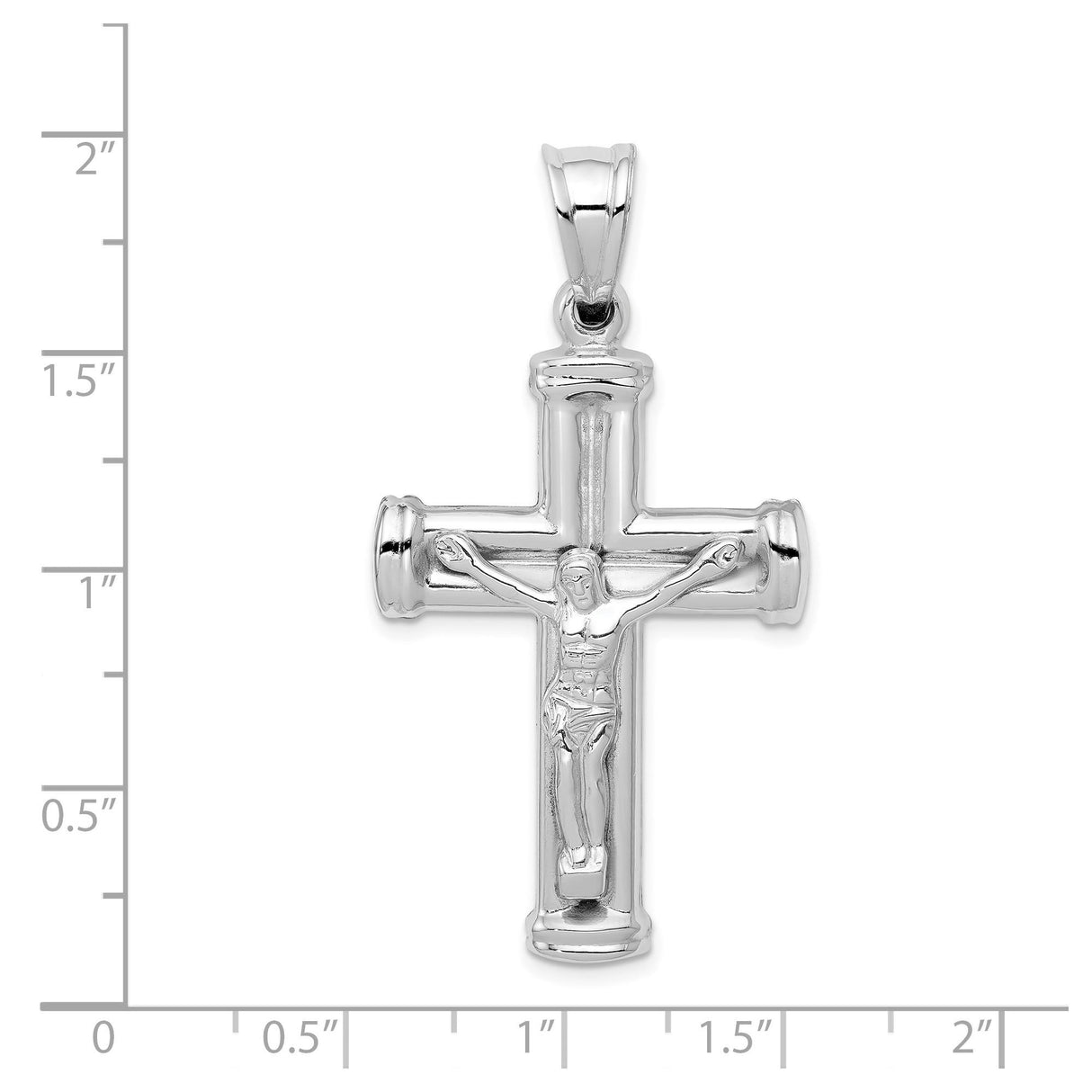 14k White Gold Crucifix Cross Pendant with Capped Ends, Latin Design, Unisex Christian Jewelry