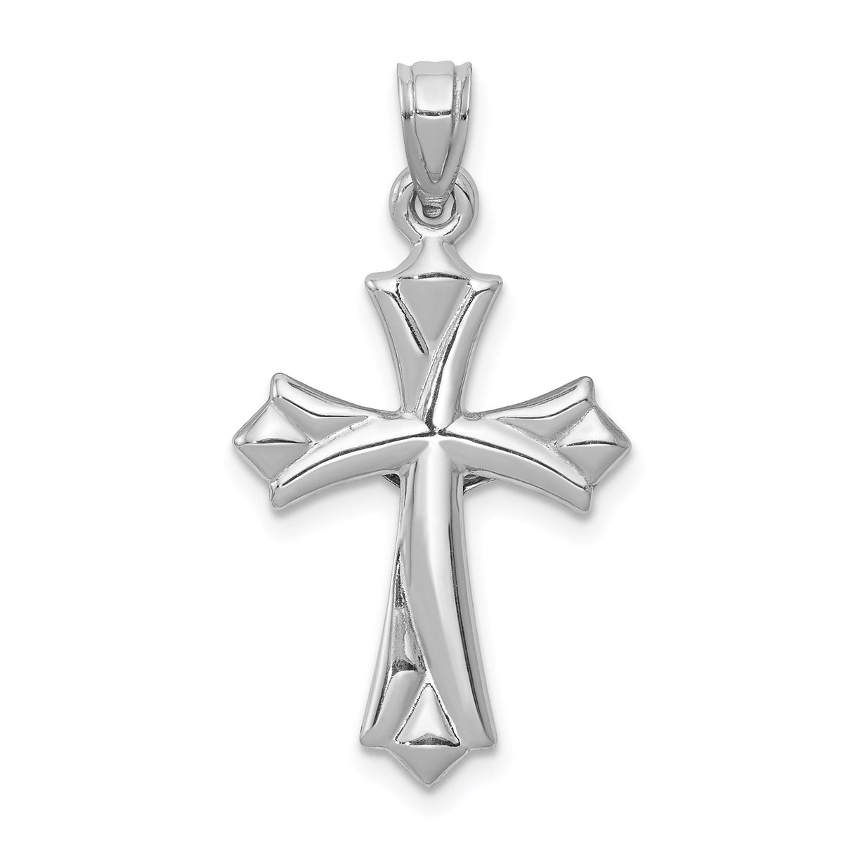 14k White Gold Reversible Patonce Crucifix Pendant with Raised Christ Figure