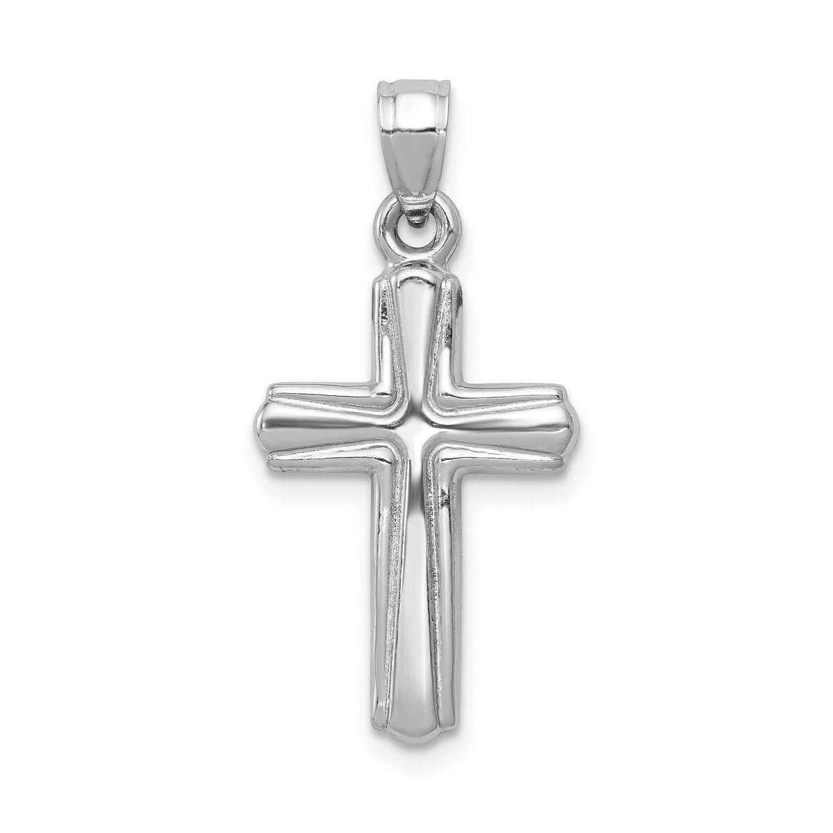 14k White Gold Reversible Latin Crucifix Pendant with Polished Finish