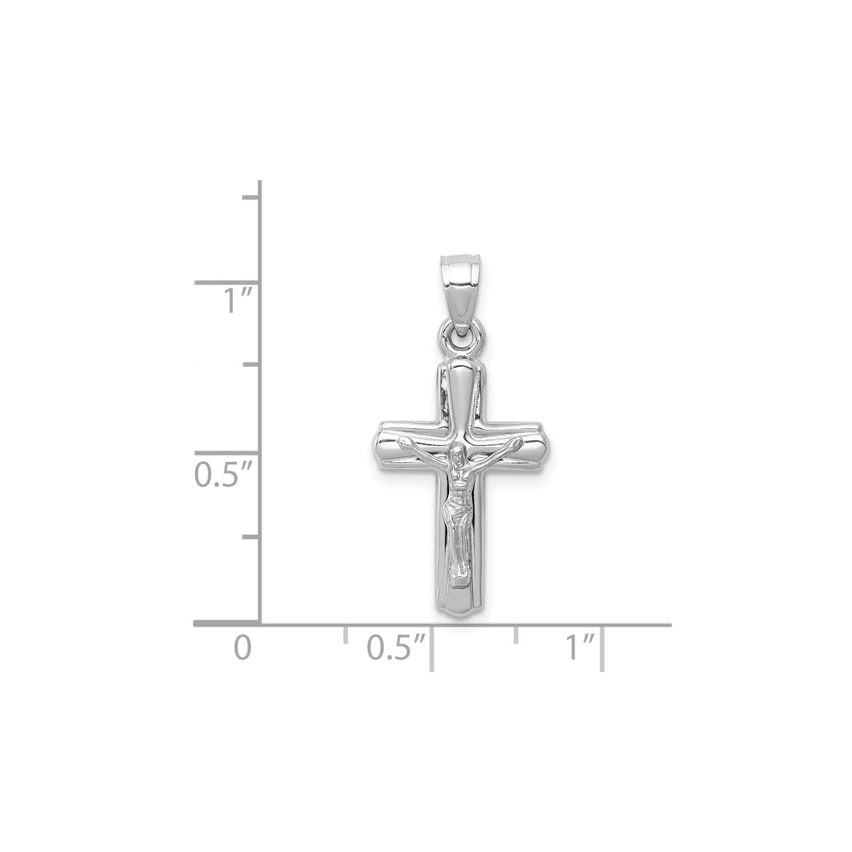 14k White Gold Reversible Latin Crucifix Pendant with Polished Finish