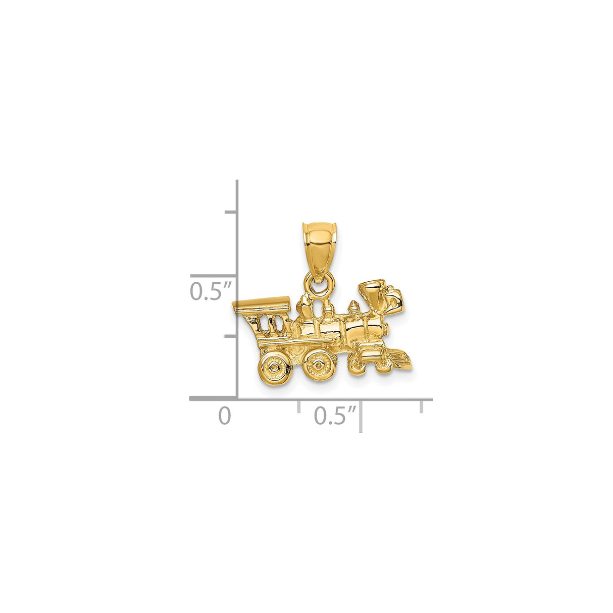 14k Yellow Gold Train Pendant with Detailed Steam Engine Design, Locomotive Charm