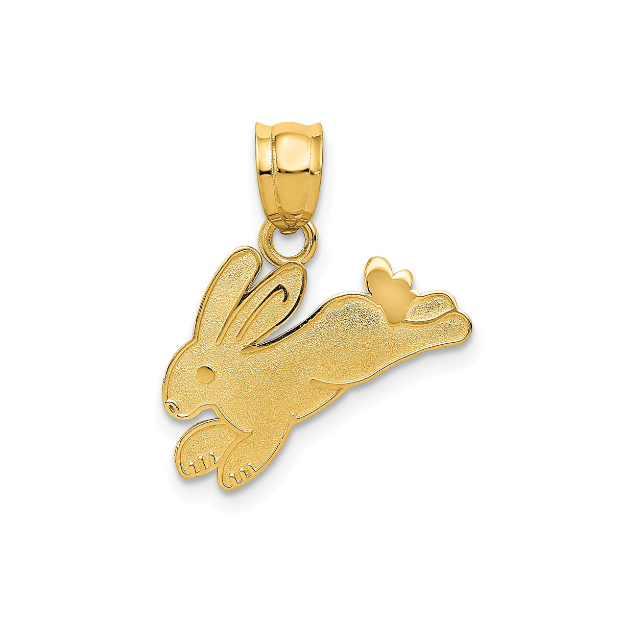 14k Yellow Gold Bunny Rabbit Pendant with Leaping Rabbit Design, Dainty Animal Charm for Women