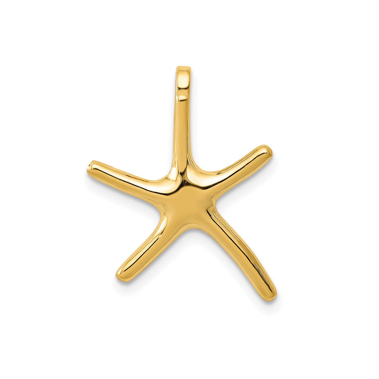 14k Yellow Gold Starfish Pendant Charm, Polished Nautical Theme Jewelry for Women