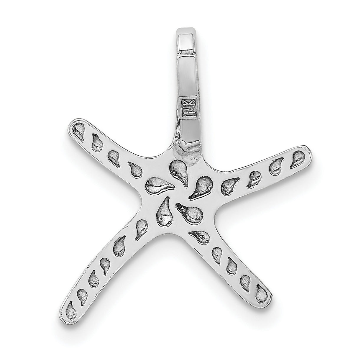 14k White Gold Starfish Pendant, Ocean-Inspired Marine Life Coastal Charm for Women